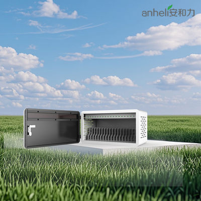 कम्पैक्ट 640x360x370 मिमी टैबलेट चार्जिंग कैबिनेट एबीएस इंजीनियरिंग प्लास्टिक डिवाइडर और मेडिकल अल्ट्रा-शांत पहियों के साथ