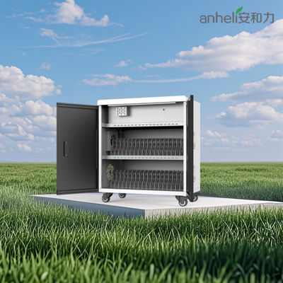 36 पोर्ट यूएसबी स्मार्ट टैबलेट चार्जिंग ट्रॉली 8एस सुरक्षा सुरक्षा प्रणाली और शीतलन प्रशंसकों के साथ